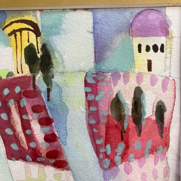 Original Watercolor painting of A Greek Vineyard 7”x5” Matted Hand Painted - Picture 4 of 13